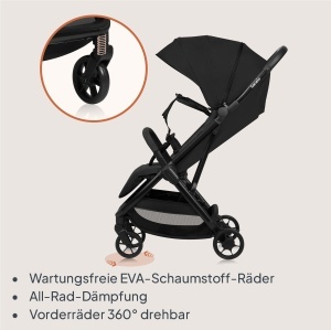 Lionelo Julie Air Buggy pana la 22 kg de la 6 m la 4 ani Pentru aeronave Roti pivotante Suspensie 360deg Mecanism de pliere cu o singura mana Reglarea spatarului Copertina SPF50+, usoara - Img 4