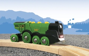 Locomotiva electrica BRIO 33593 Green Gustav cu lumini si sunete - Img 5
