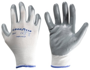 Manusi de lucru Goodyear din Nylon si Nitril, Marimea 8, AlbGri