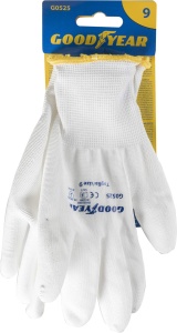 Manusi de lucru Goodyear din poliester si poliuretan, marimea 9, culoare alba - Img 3