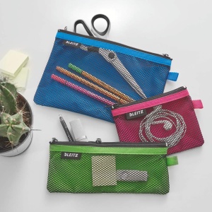 Mappita Leitz WOW, 2 Fachuri, Nylon, Abwashabil, Verde, 23 x 15 cm - Img 3