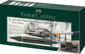 Marker Aquarell Faber-Castell Albrecht Durer, 5 culori, nuante de gri - Img 3