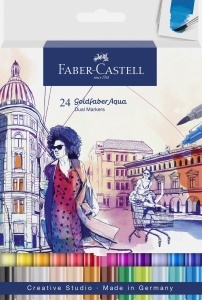 Marker Dual Faber-Castell Goldfaber Aqua, 24 Culori, Apa, 0.4 mm
