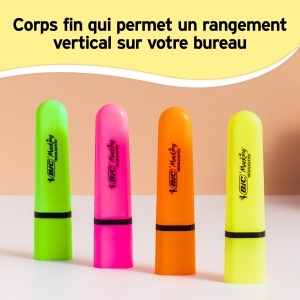 Marker plat BIC Marking Flat Highlighter, 12 bucati, neongalbeni, varf modular - Img 4