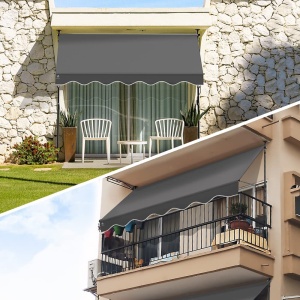 Markiza de balcon VOUNOT cu manivela, ajustabila, 250 cm, gri - Img 2