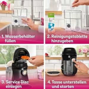 Masina de capsule Bosch Tassimo happy friendly TAS107E, peste 70 de bauturi, potrivita pentru toate canile, oprire automata, durabila, perfect dozata, economie de spatiu, 1400 W, crem/negru - Img 10