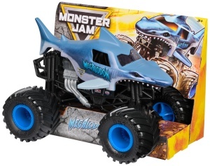 Masina de curse Monster Jam Megalodon 124, culoare albastru-gri, pentru copii de la 3 ani - Img 8