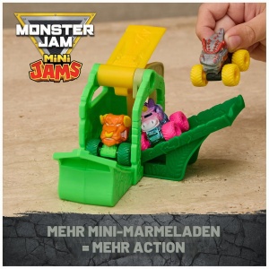 Masina de curse Monster Jam Mini Crash n Crumble Jungle, detalii autentice, roti functionale - Img 3