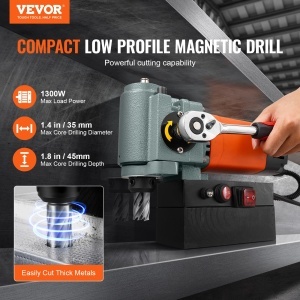 Masina de gaurit cu magnet VEVOR 1300W, portabila, racire si protectie la suprasarcina, portocalie - Img 2