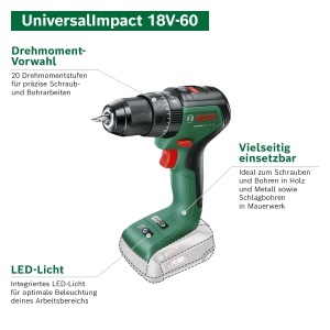Masina de gaurit cu percutie Bosch UniversalImpact 18V-60, motor burstenlos, 60 Nm - Img 2