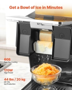 Masina de gheata VEVOR ZB-2002M, 20 kgzi, 170 W, 8 viteze ajustabile, inox - Img 2
