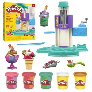 Masina de inghetata din plastilina Play-Doh Rainbow, cu accesorii, pentru copii 3