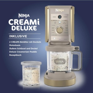 Masina de inghetata Ninja CREAMi Deluxe, 2 recipiente, 10 functii, culoare Stone Gold - Img 2