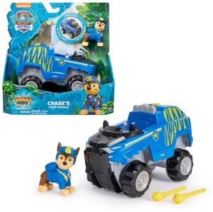 Masina de jucarie PAW PATROL Jungle Pups - Vehicul Tiger cu figura Chase, 3 ani