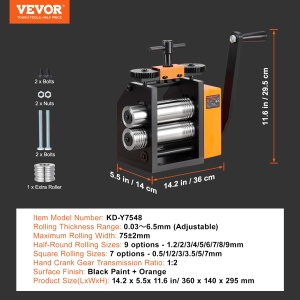 Masina de laminat metale VEVOR KD-Y7548, 3 in 1, latime 75 mm, reglaj grosime 0,03-6,5 mm, otel rezistent - Img 7