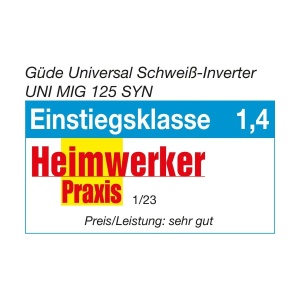 Masina de sudura universala Gude Uni-Mig 125 SYN (230 V, 4 in 1, 120 A max. curent de sudare, 20-120 A obisnuit, incl. suport pentru electrod, pachet de furtun, clema de masa, ciocan de zgura, scut de sudura si sarma cu miez) - Img 2