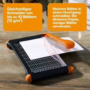 Masina de taiat hartie Fiskars, A5 si A4, negruorange, 10 foi - Img 3