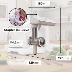 Masina de tocat carne Bosch MUZ5FW1, accesorii din inox, capacitate 1 kgmin - Img 2