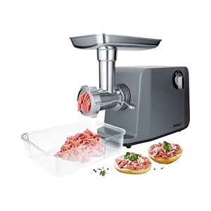 Masina de tocat carne electronica Steba, 3 discuri perforate (3, 5, 8 mm), deschidere mare de iesire cu 6,6 cm, cutit din otel inoxidabil de inalta calitate, 1200 wati, MG 3000Pro, otel inoxidabil/gri - Img 5