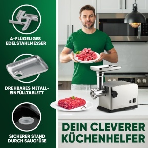 Masina de tocat carne ProfiCook PC-FW 1272 1200W functie revers accesorii pentru carnati si biscuiti - Img 5