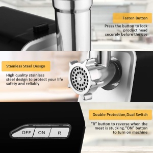 Masina de tocat electrica 2000W din inox multifunctionala cu accesorii pentru carnati - Img 4