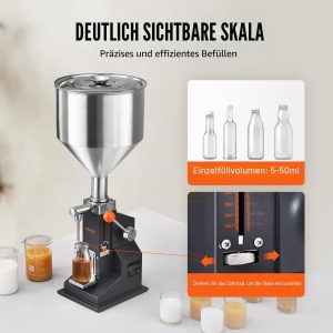 Masina de umplut manuala VEVOR A03, capacitate 5-50 ml, din otel inoxidabil - Img 3