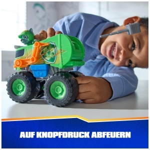 Masinuta PAW Patrol Rescue Wheels Rocky Monster Truck Verde cu Figurina si Proiectil - Img 5