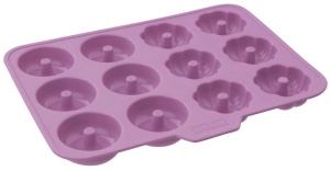 Matrita de copt din silicon Zenker Mini Gogosi 25 x 19 x 2 cm, matrita de copt gogosi de inalta calitate, matrita din silicon rezistenta la caldura si sigura pentru congelator, tava de copt pentru O 5, matrita versatila (culoare: Frozen Rose), 43930