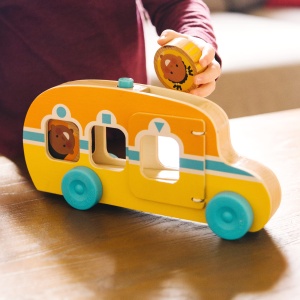 Melissa & Doug GO Tots Bus Rolling & Driving, Jucarii din lemn pentru copii mici, Jucarii de dezvoltare, Jucarii din lemn de la 1 an, cadou pentru bebelus baiat si fata, materiale certificate FSC - Img 8