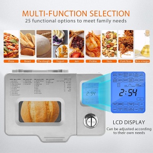 Meykey Bread Maker cu 25 de programe de coacere, temporizator de 13 ore, otel inoxidabil, 550 W - Img 6