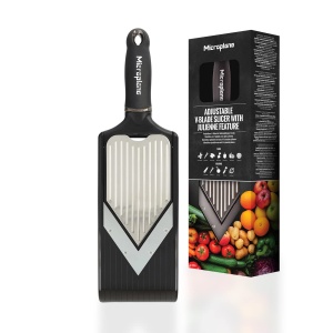 Microplane Feliator de legume reglabil cu lama in V si insertie de lama julienne cu lame din otel inoxidabil, inclusiv protectie pentru degete - Img 1