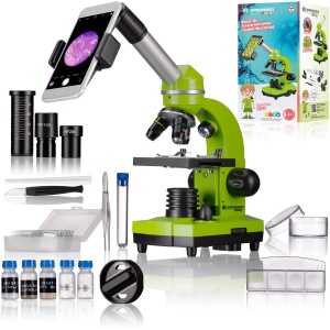 Microscop Bresser Junior BIOLUX SEL cu suport smartphone, 40x-1600x, verde