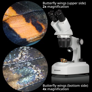 Microscop stereo Bresser Researcher ICD LED 20x-80x cu iluminare LED si tub rotativ 360 - Img 6