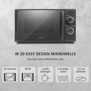 Microunde Caso M 20 Easy, 20L, 700W, Dreptelare 25,5cm - Img 3