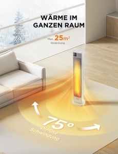 Midea NTH20-22GRWH Aeroterma Ceramica 2000W cu Termostat si Timer 24h - Img 5