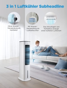 Midea Silent Air Cooler Pro 4-in-1 55W 5L Alb Telecomanda si Timer - Img 2