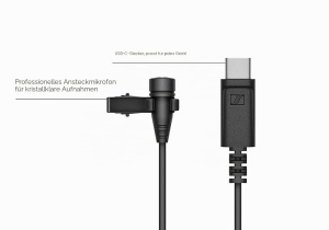 Mikrofon Lavalier Sennheiser XS Lav USB-C, Omnidirectional, 2M Cablu, Negru - Img 2