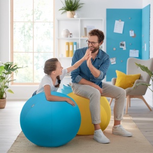Minge de exercitii Leitz Ergo Cosy 65 cm, culoare gri, cu pompa si husa detasabila - Img 7