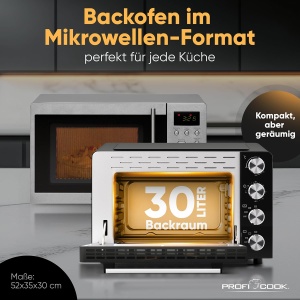 Mini Cuptor Electric ProfiCook PC MBG 1277, 30L, 1500W, cu Pizzastein - Img 5