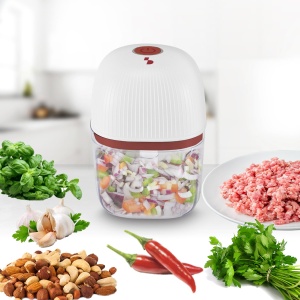 Mini tocator reincarcabil Beper P102ROB051 350 ml 3 lame din otel inoxidabil rosualb - Img 6