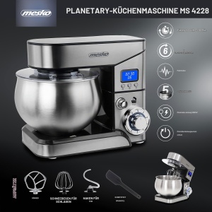 Mixer de Alimente Mesko MS 4228, 2000W, 5L, Argintiu - Img 6