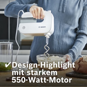 Mixer de mana Bosch Styline MFQ4075DE 550W albargintiu 5 viteze Turbo accesorii incluse - Img 4
