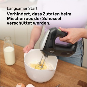 Mixer de mana Braun MultiMix 2 HM2110BK 500W 4 viteze Turbo tehnologie FastMix Negru - Img 6