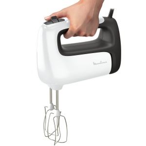 Mixer de mana electric Moulinex, 500 W, 5 viteze, reglare turbo, 2 teluri + 2 carlige de aluat din otel inoxidabil, ideal pentru preparate usoare si groase, Prep'Mix+ HM460110 - Img 3