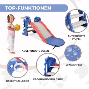 Mobiclinic(r) Kids, Tobogan pentru copii, Dino, Pliabil, Include cos si minge, Margini rotunjite, Antiderapant, Marca europeana, Max. 35 kg, Stabil, Sigur, Usor de asamblat, Interior exterior - Img 6
