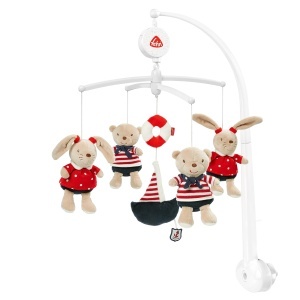 Mobil muzical Fehn Ocean Club cu 5 figurine, melodie si materiale moi