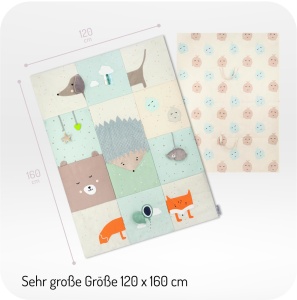 Momi Patchwork Sensorial VOLPI pentru Bebelusi si Copii 120x160 cm Pliabila cu Jucarii Integrate - Img 7