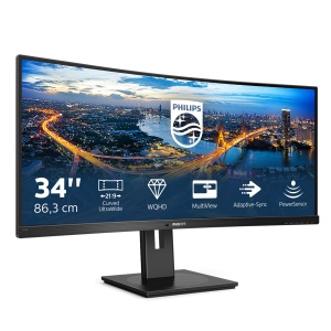Monitor Curbat Philips 345B1C, 34 inch WQHD, 100 Hz, Negru