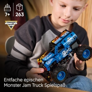 Monstertruck LEGO Technic Grave Digger 42219 cu motor de retragere, 263 piese - Img 2