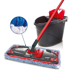 Mop cu maner telescopic Vileda UltraMax, set complet, cu microfibra si bumbac